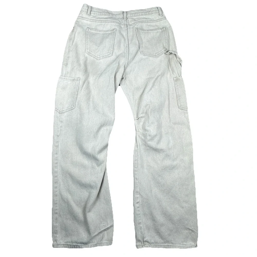 Lioness Women's M Utility‎ Barrel Leg Carpenter Jeans Beige 100% Cotton Workwear